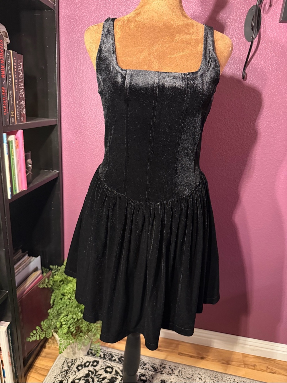 Black Velvet Square-Neck corset style Dress -And Now This